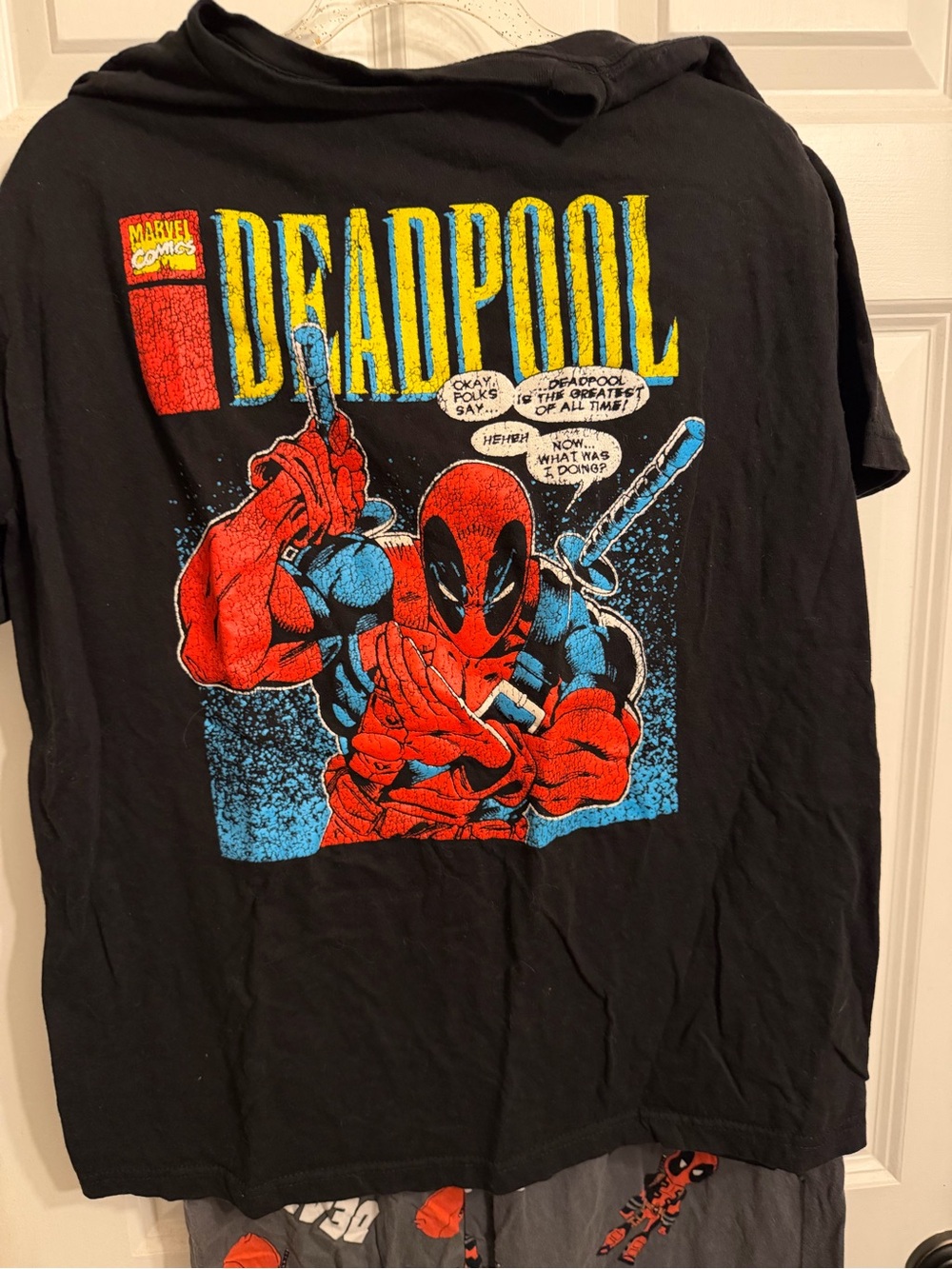 Deadpool Graphic T-Shirt size large and pajama bottoms size medium - Black